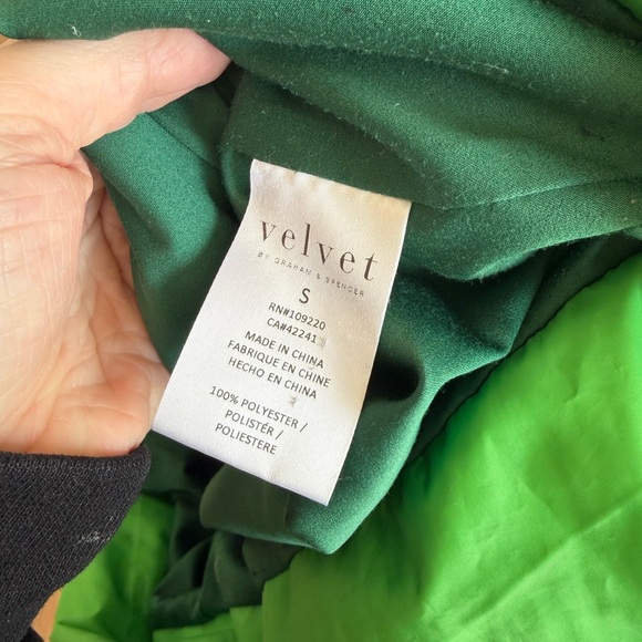 Velvet by Graham & Spencer Puffer Jacket Green Hooded Zip S - Picture 10 of 11